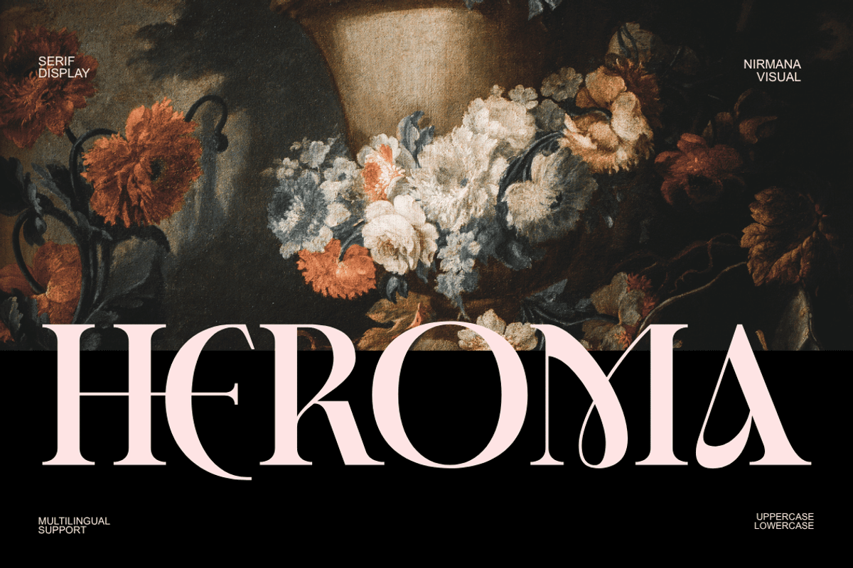 Heroma - Modern Ligatures Font, a Serif Font by Nirmana Visual (Photo 1 of 8)