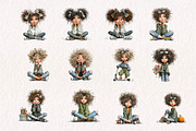 Whimsical Curly Girl Clipart Bundle, a Seasonal Illustration by CreationArt (Thumbnail 2 of 7)