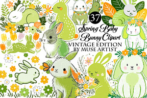 Spring Baby Bunny Clipart, an Illustration by DreamArtGraphic