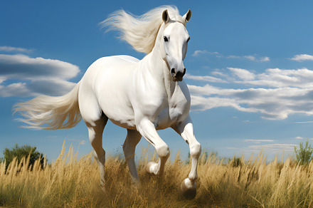 Beautiful white horse galloping, an Animal Photo by NimraAmjad