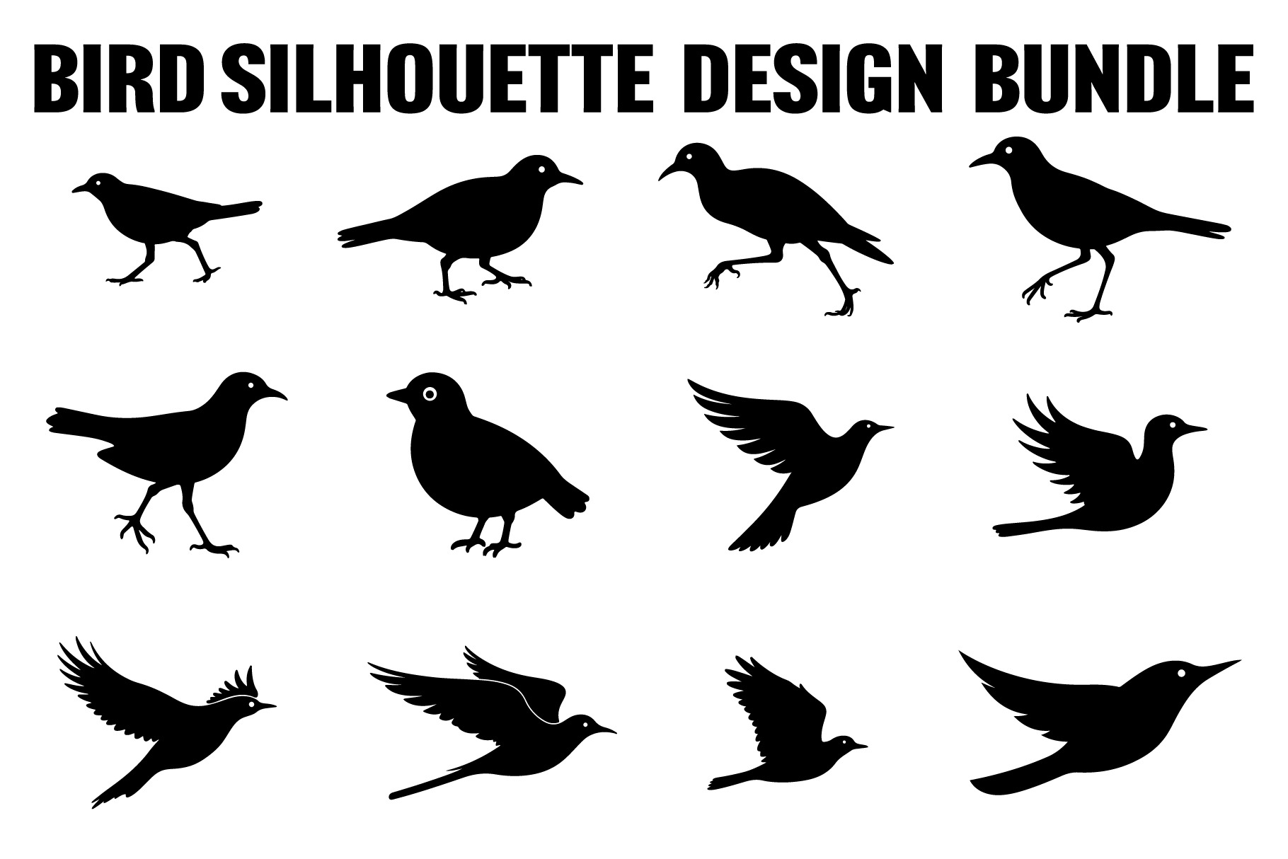 Minimalist Bird Shadow Set for DIY and Craft Use