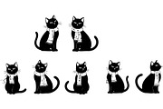 Cute Cat Silhouette Mega Vector Bund, an Animal Illustration by Designer_Momina (Thumbnail 14 of 34)