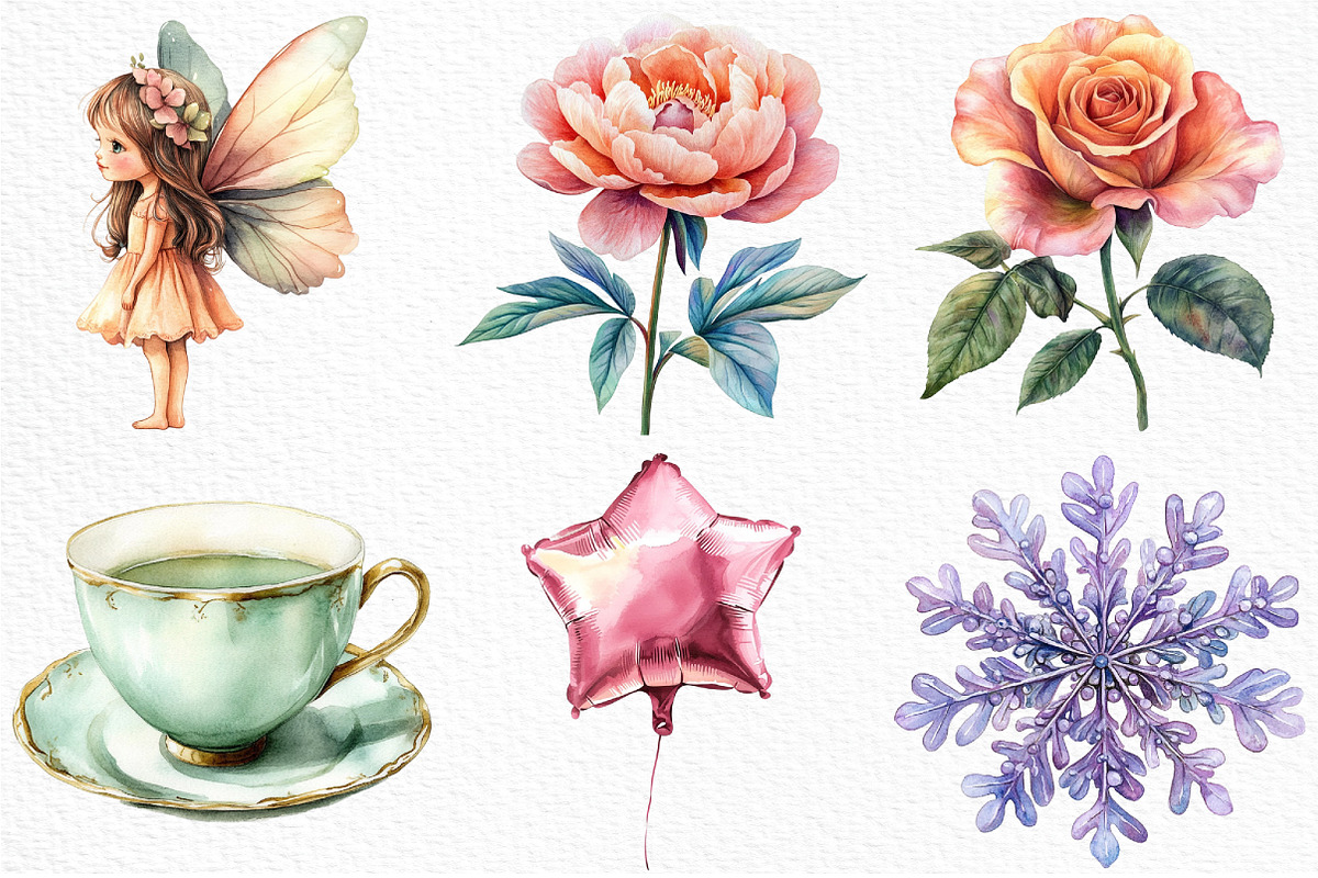 Watercolor Pastel Whispers Clipart, an Illustration by Craft Nest (Photo 4 of 6)
