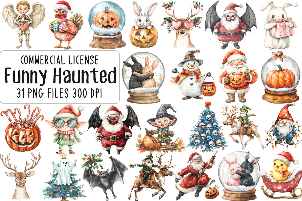 Funny Haunted Harvest Clipart, an Illustration by CraftArtStudio (Photo 1 of 6)