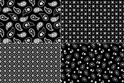 Seamless Black Bandana Patterns, a Pattern Graphic by Melissa Held Designs (Thumbnail 2 of 4)