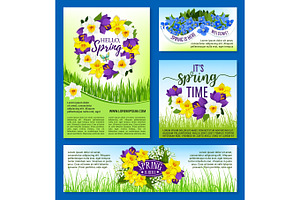 Spring Flowers Holiday Posters And Vector Banners