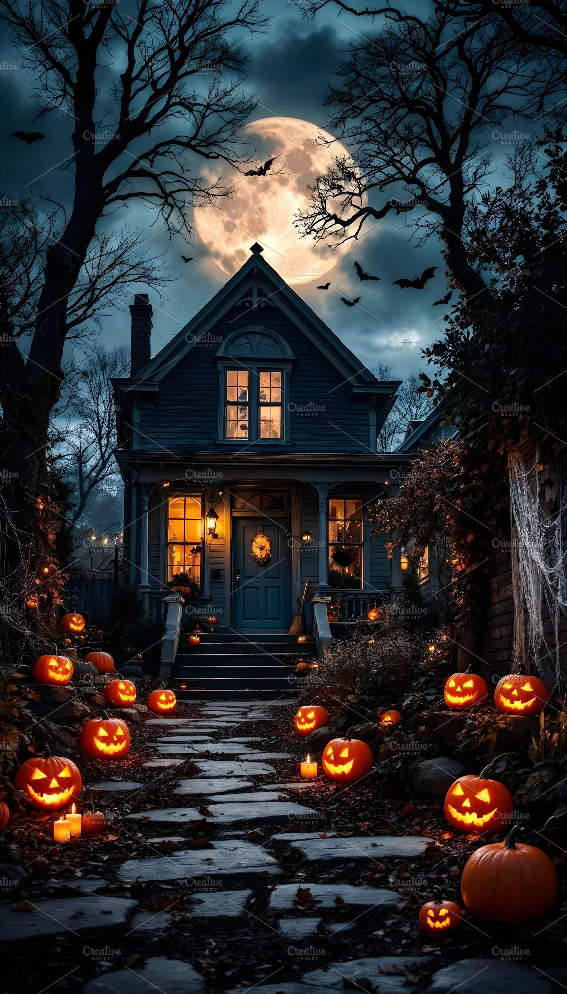 Spooky haunted Halloween house, a Photo by Volff