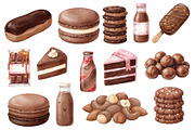 Watercolor Chocolate Dessert Clipart, a Food Illustration by Stellalunarts (Thumbnail 9 of 14)