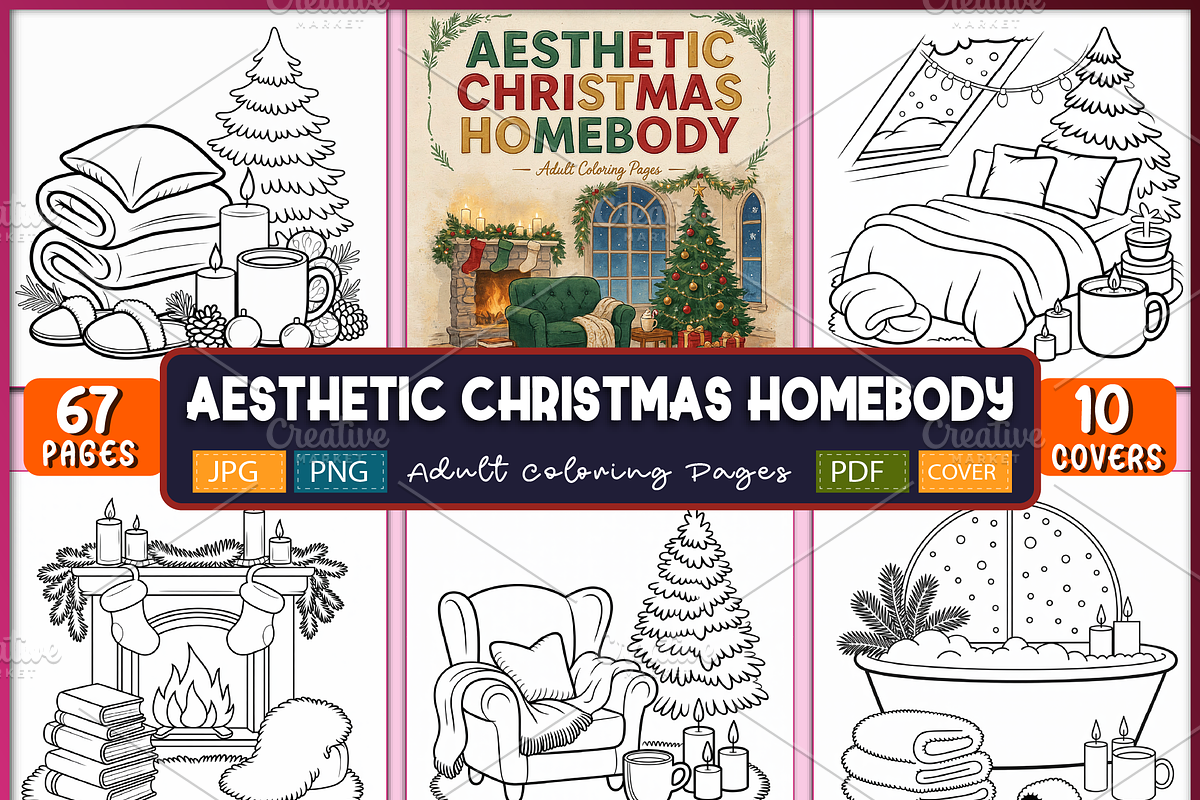 Aesthetic Christmas Homebody Colorin, a Seasonal Illustration by Ink Gallery (Photo 1 of 4)