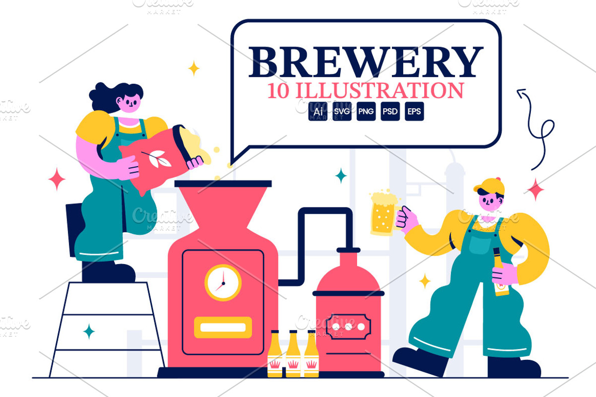 10 Beer Brewing Process Illustration, a Food Illustration by denayunebgt (Photo 1 of 4)