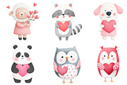Watercolor Valentine Animals Clipart, an Illustration by Dream Creation (Thumbnail 4 of 7)
