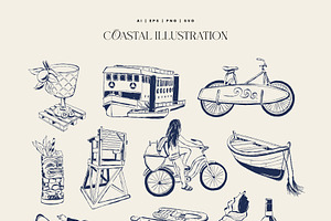 Coastal Life Illustration Kit