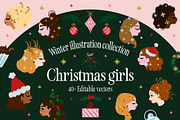 Christmas girls Collection, a Decorative Illustration by The Creative Butternut (Thumbnail 1 of 9)