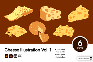 Cheese Vector Illustration Pack, an Object Graphic by SLAB! Design