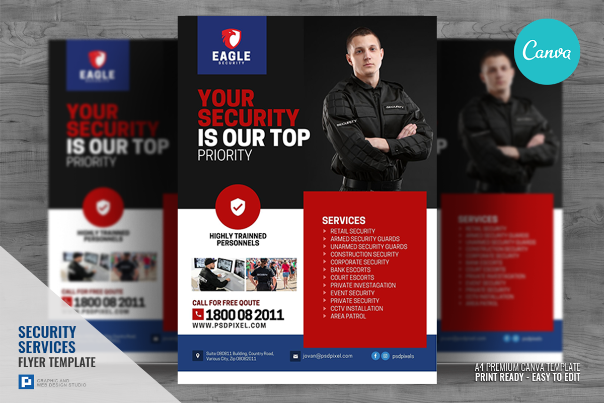 Private Security Canva Flyer, a Flyer Template by PSDPixel (Photo 1 of 4)