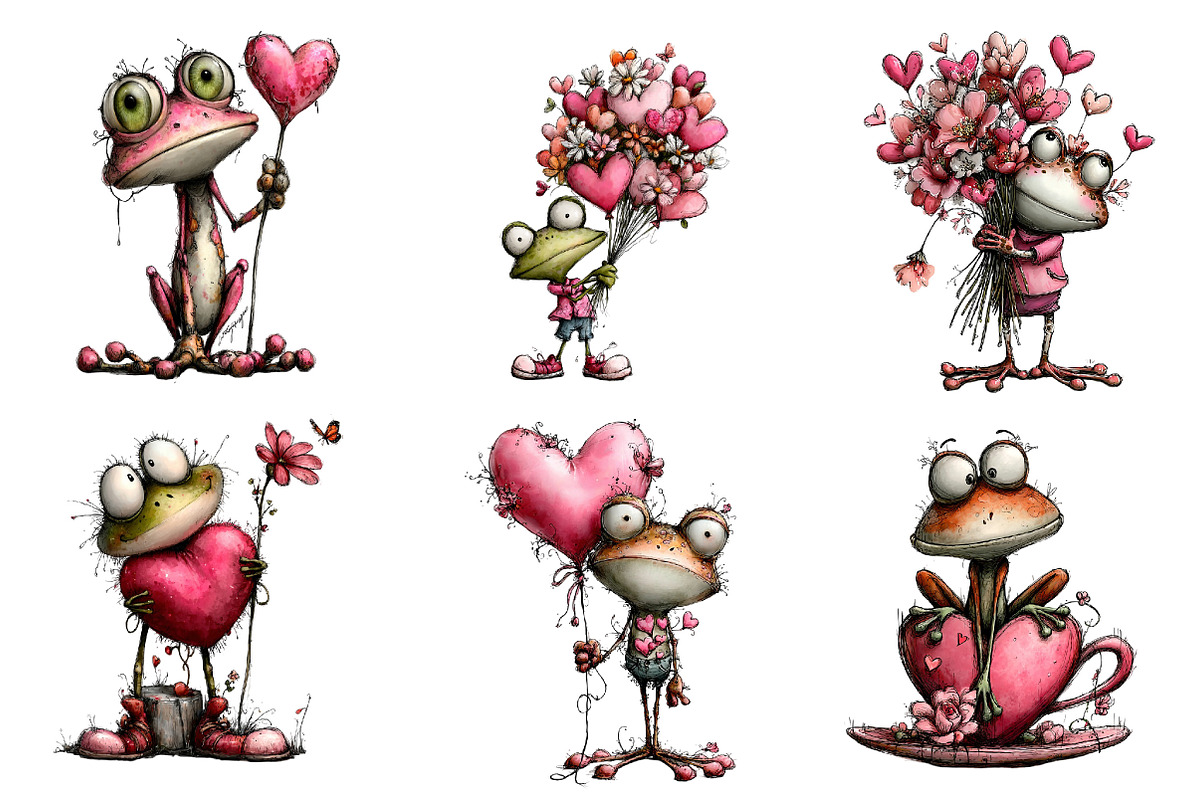 Whimsical Valentine Frog Clipart, an Illustration by Dream Creation (Photo 2 of 7)