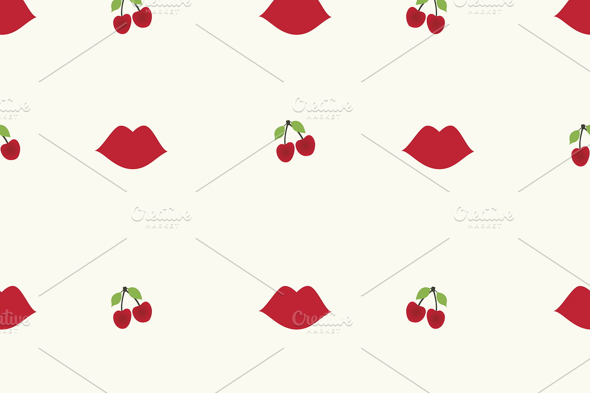 Cherry, Daisy, Lips, Seamless 10 pk, a Pattern Graphic by Amy Lynn Grover (Photo 1 of 10)