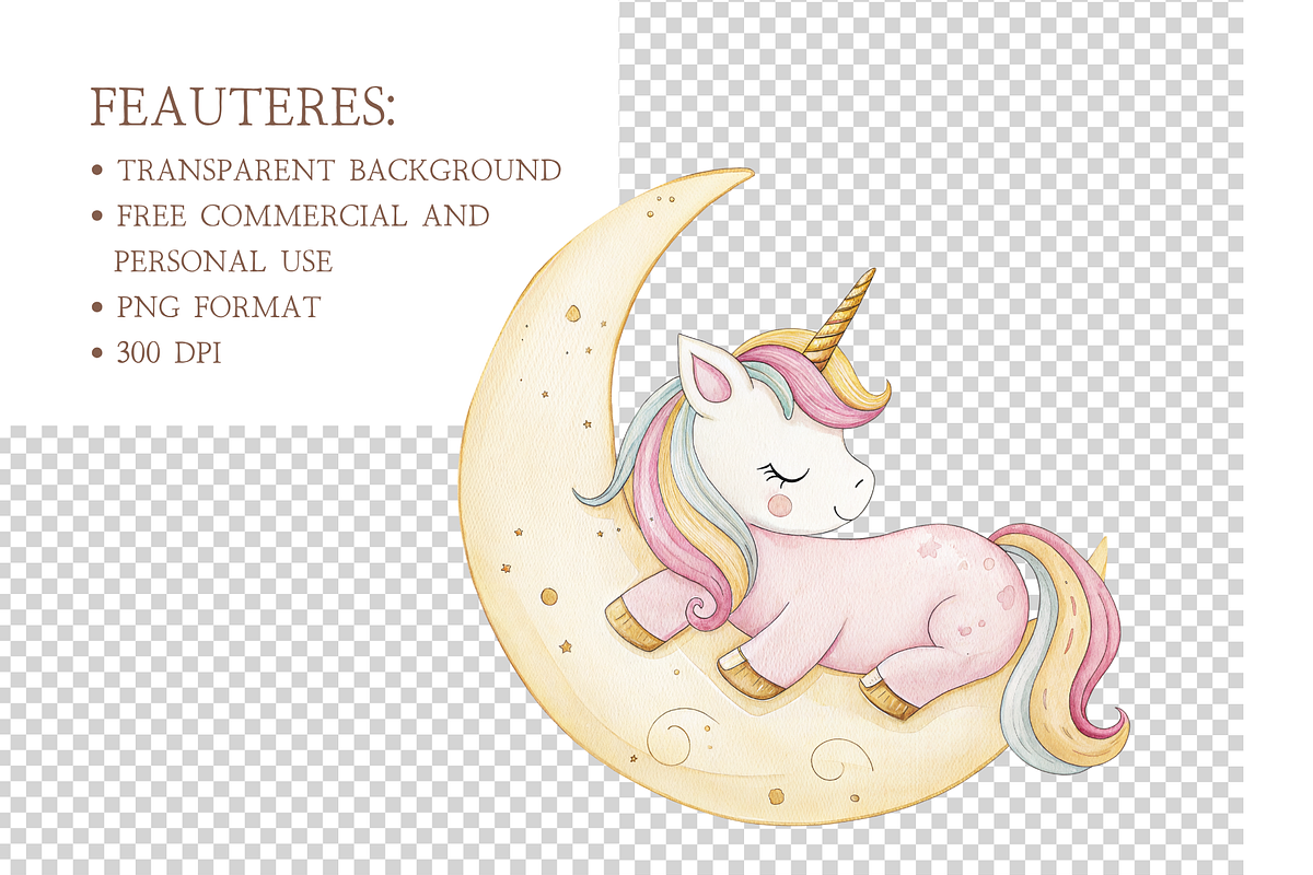 Unicorn World Watercolor Clipart, an Illustration by MockupWizard (Photo 5 of 6)