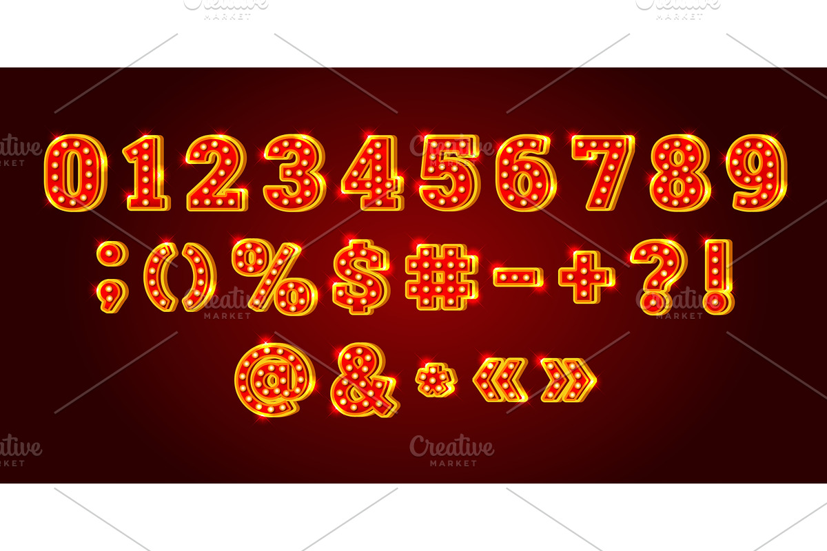 Retro bulb numbers. Light bulbs, an Object Illustration by Stock-Smart-Start