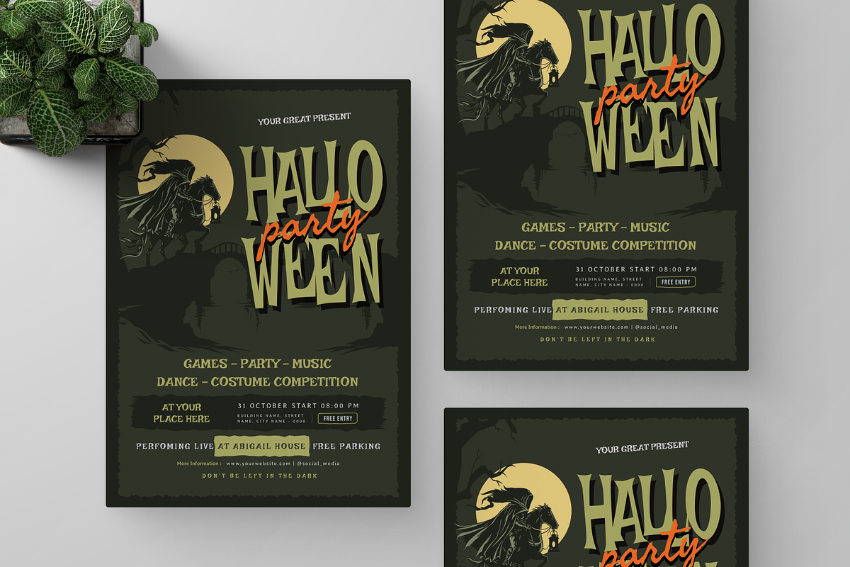 Green Halloween Night Party Flyer, a Flyer Template by Annora Studio (Photo 5 of 5)