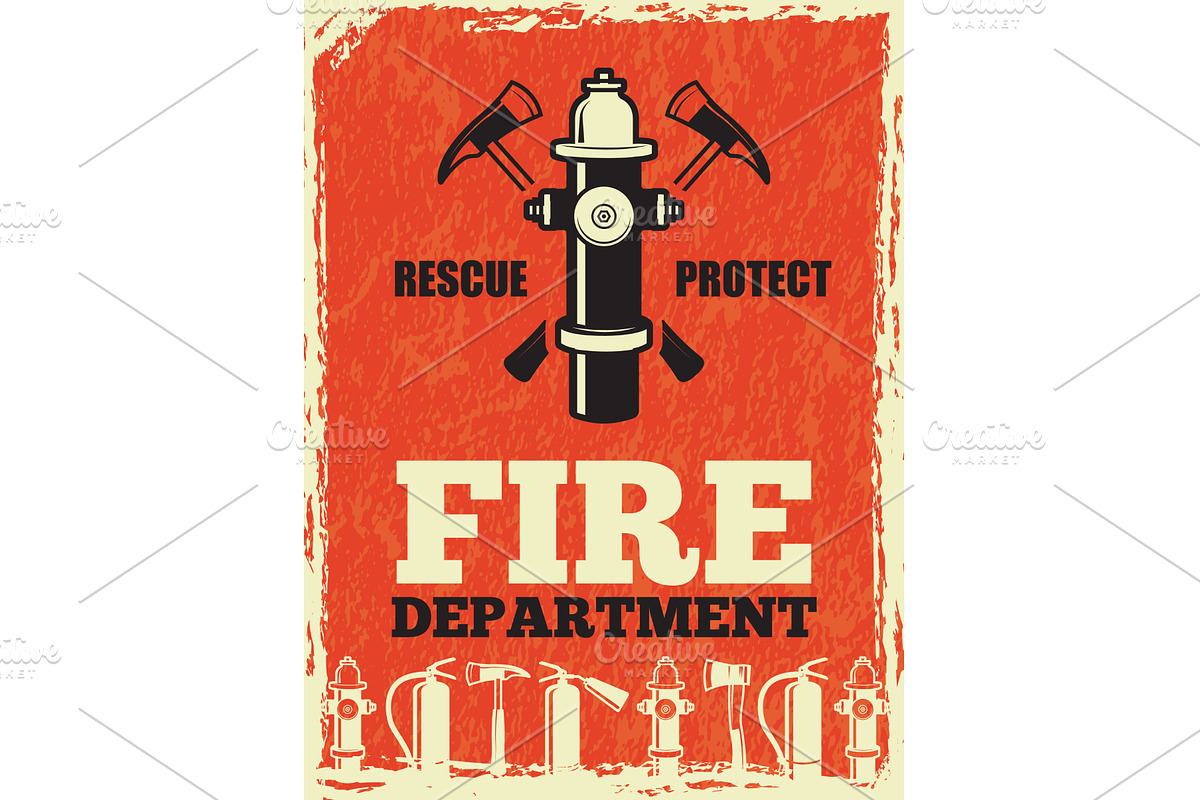 Fire department. retro poster for, an Illustration by Onyx