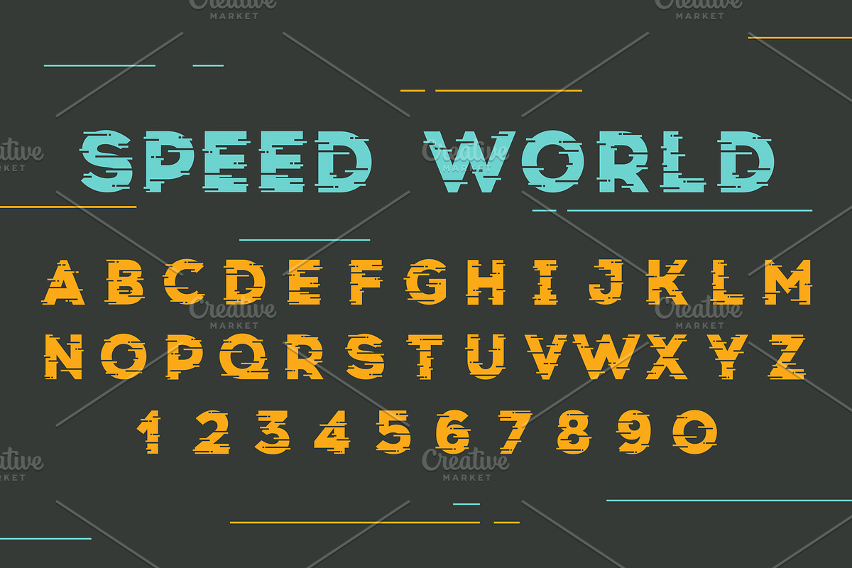 Vector font. Speed world. preview 2