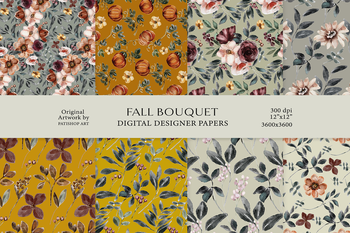 Watercolor Fall Flowers Clipart Set, a Person Illustration by Pink Studio Art (Photo 14 of 19)