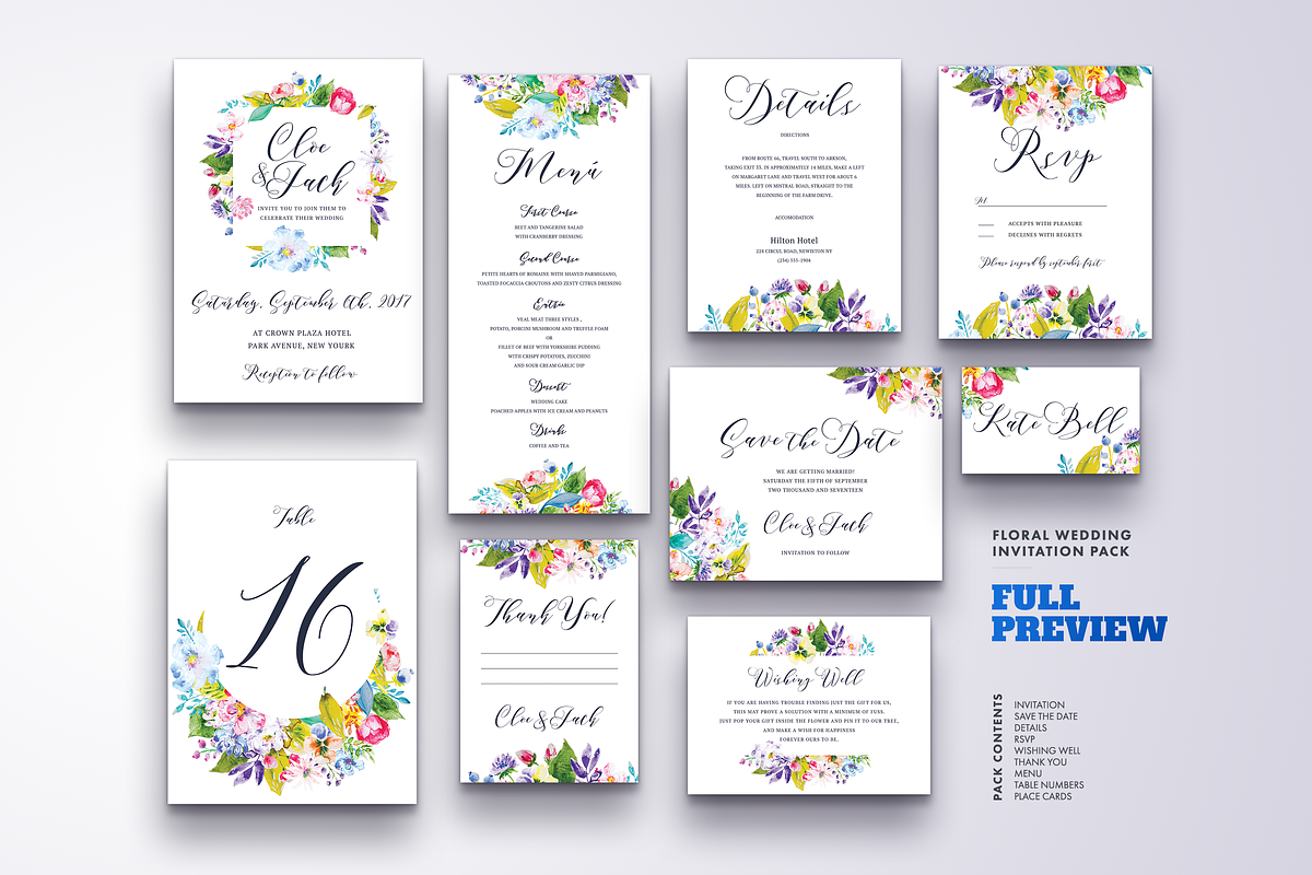 Floral Wedding Invitation Bundle, an Invitation Template by LovePowerDesigns (Photo 7 of 17)