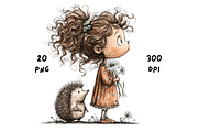 Whimsical Floral Girl & Hedgehog, an Animal Illustration by GiraffeCreative (Thumbnail 6 of 20)
