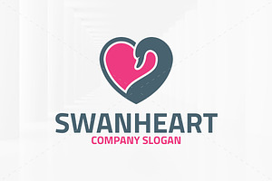 Swan Heart Logo Template