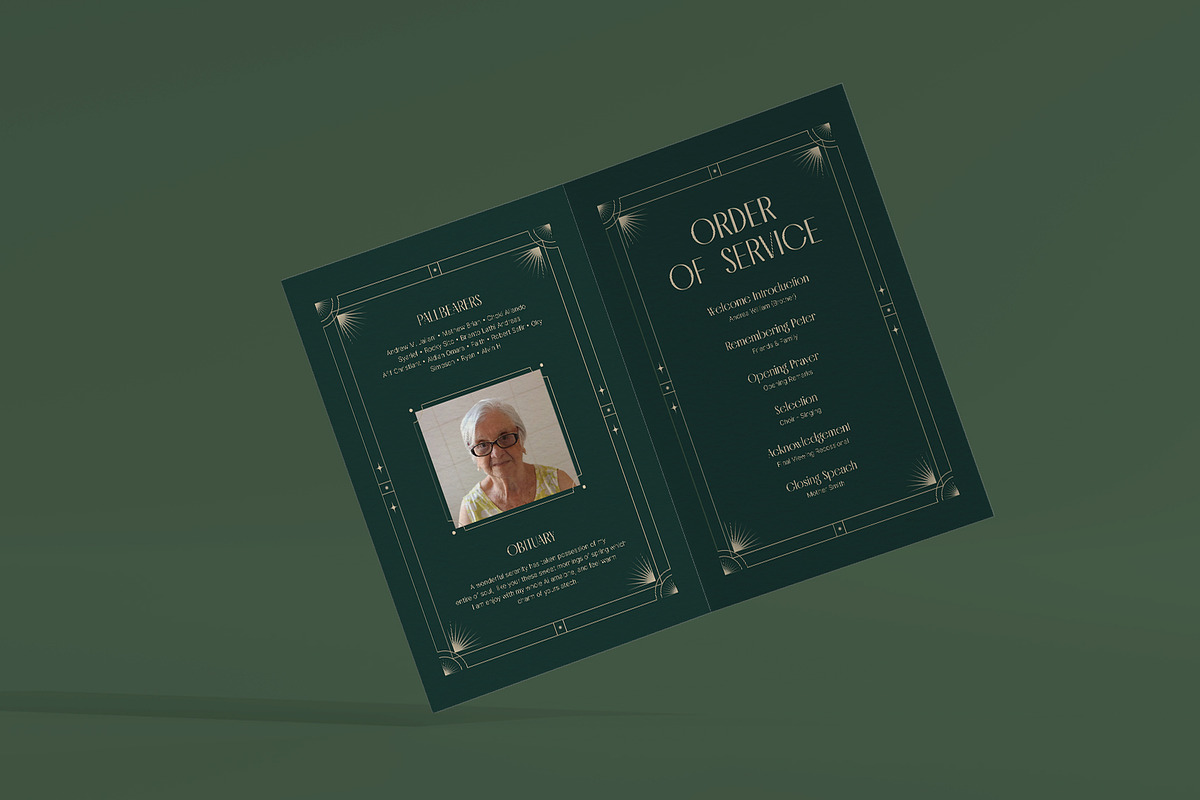 Green Aesthetic Funeral Program, a Brochure Template by Neermana (Photo 3 of 4)