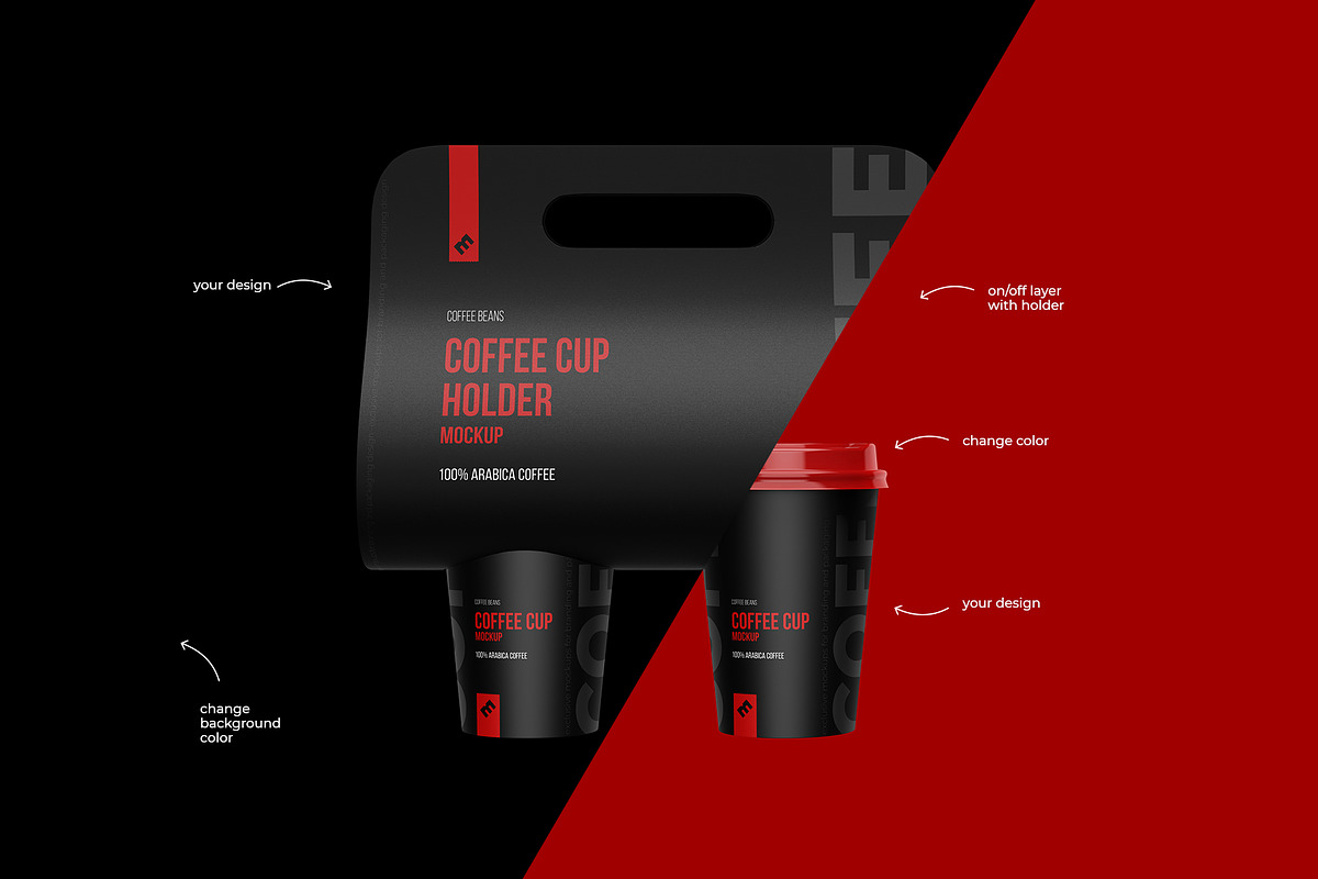 Coffee Cups Holder, Carrier mockup, a Cups & Container Mockup by easymock (Photo 6 of 13)