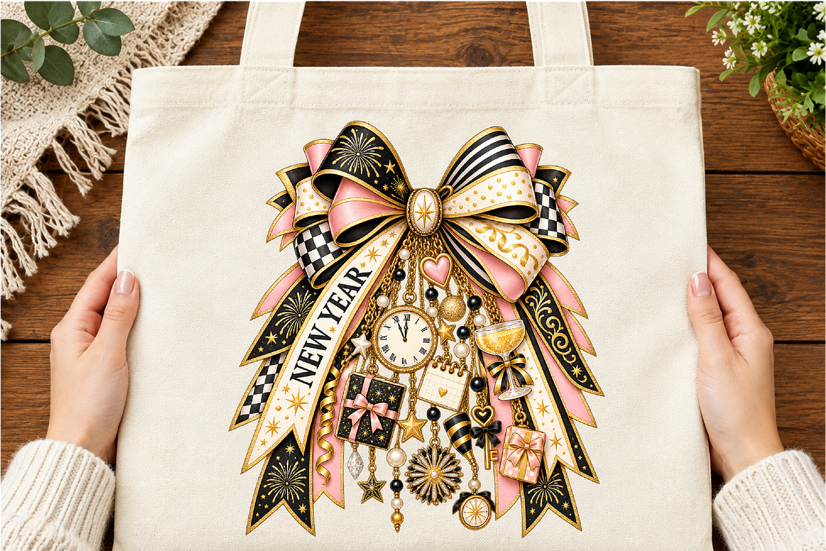 Luxurious New Year Bow Charm Cascade, a Seasonal Illustration by Printable Design Store (Photo 5 of 5)