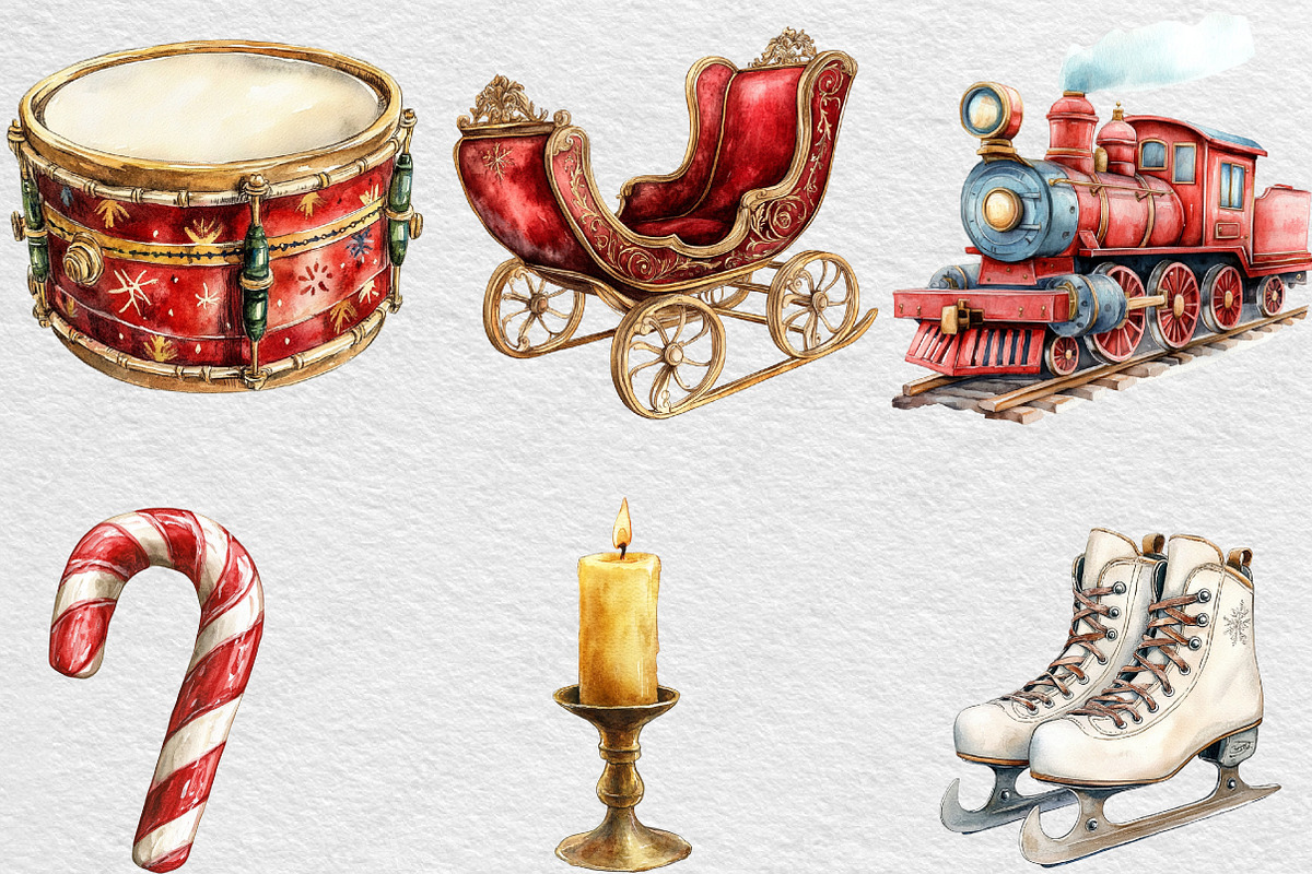 Vintage Christmas Clipart Bundle, an Illustration by Black Bird Studio (Photo 6 of 6)