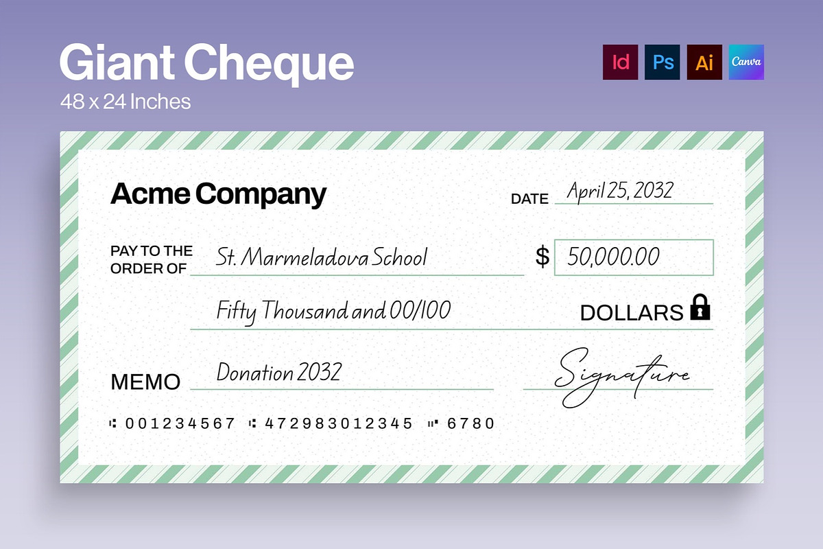 Giant Check Template, a Stationery Template by BrandPacks (Photo 1 of 6)