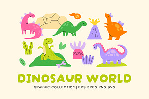 Dinosaur World | Graphic collection, an Illustration by katieromanoff_art