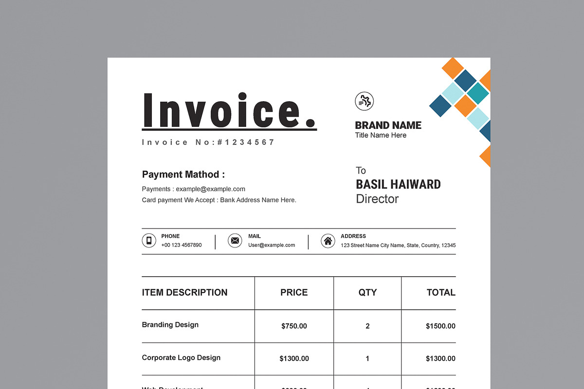 Invoice Design Layout, a Stationery Template by MightyDesign (Photo 4 of 8)