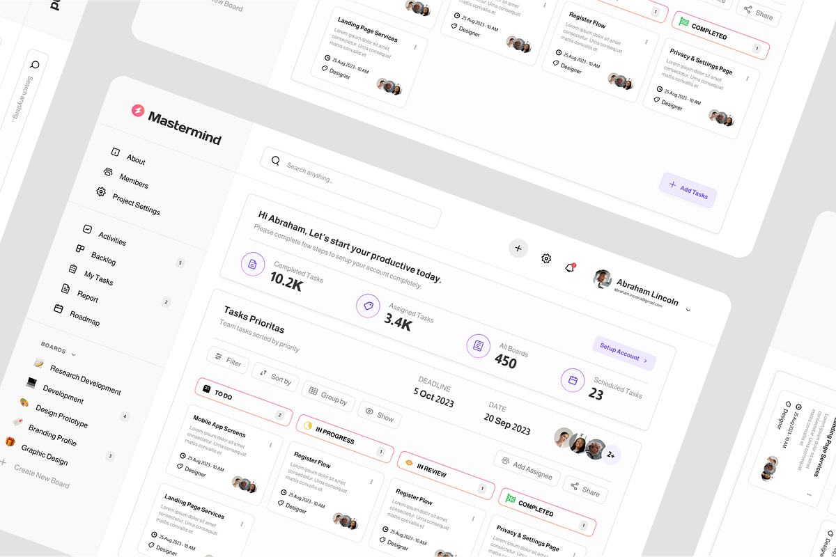 Project Tracker Admin Dashboard, an UI Kit Template by SquidPixey (Photo 2 of 5)