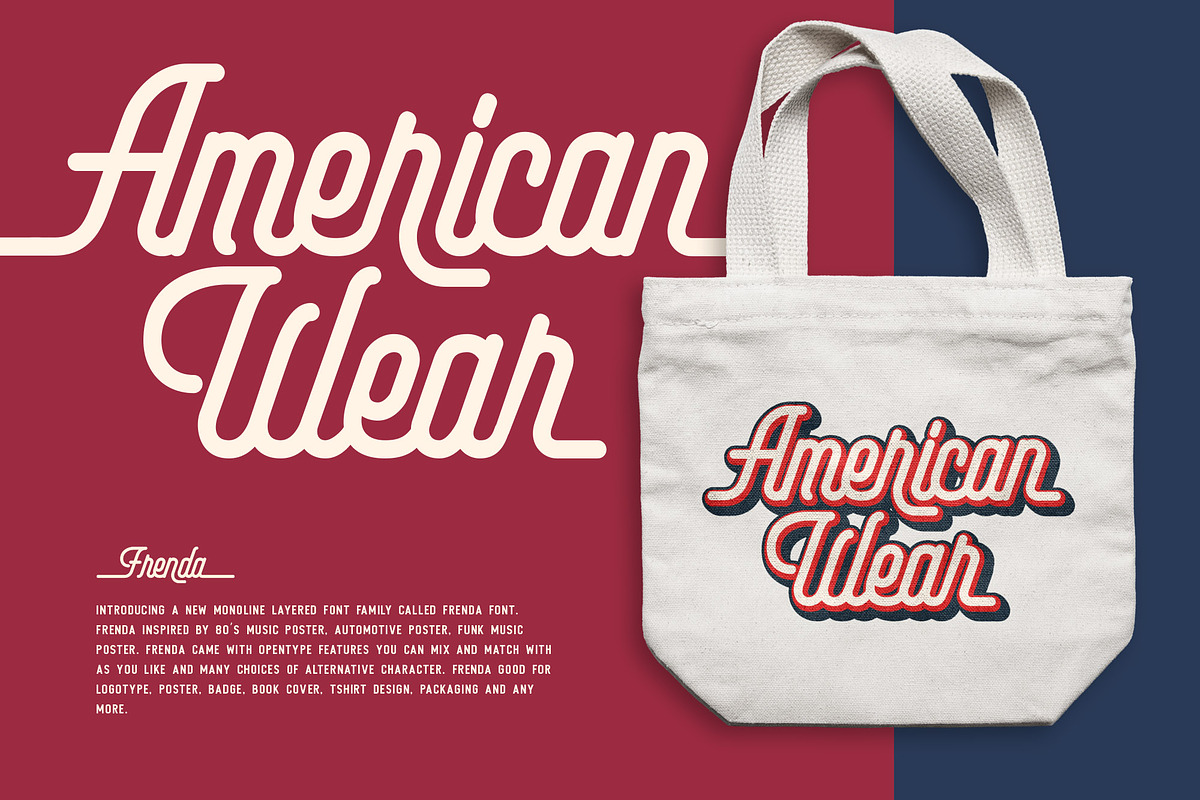 Frenda Monoline Layered Font preview 3