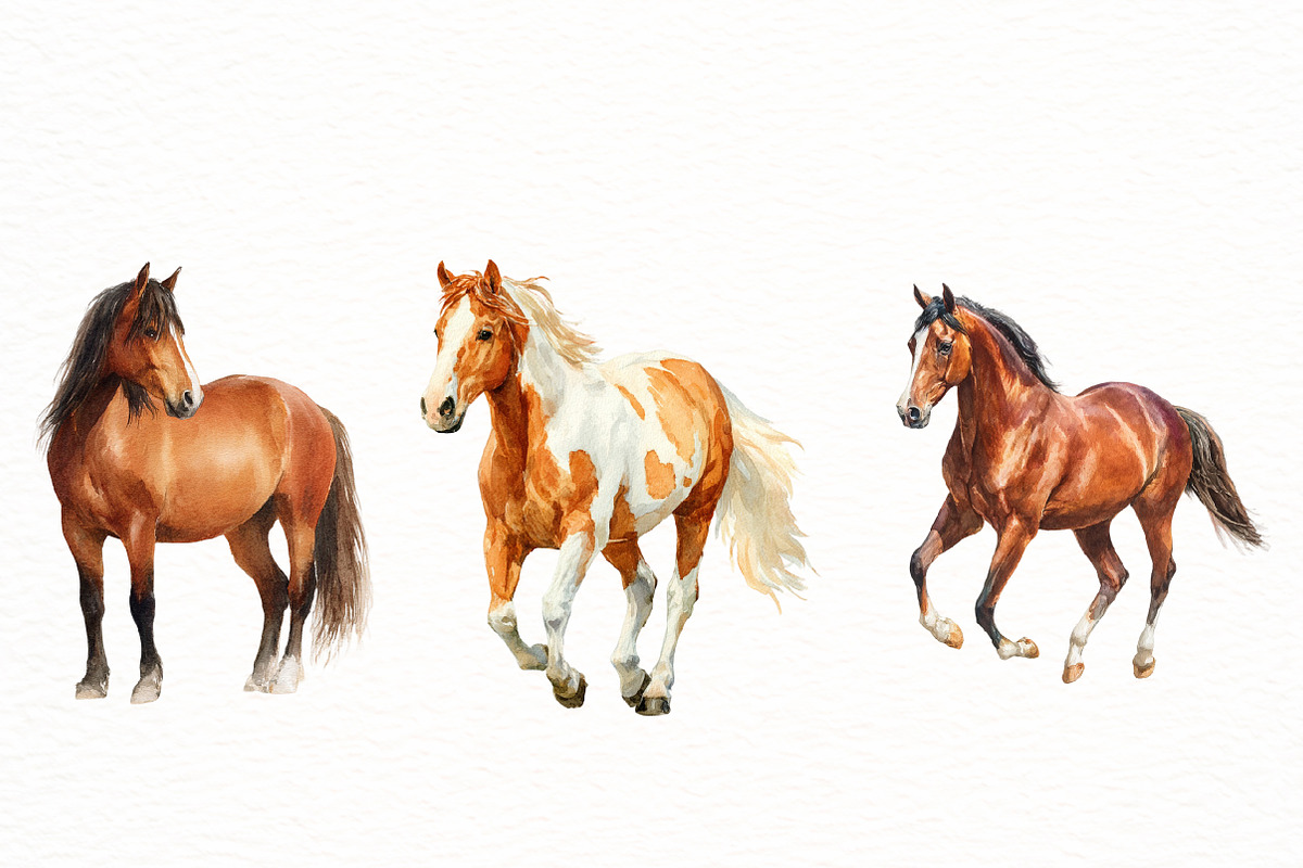 Watercolor Horse Clipart, an Illustration by Designworld (Photo 5 of 8)
