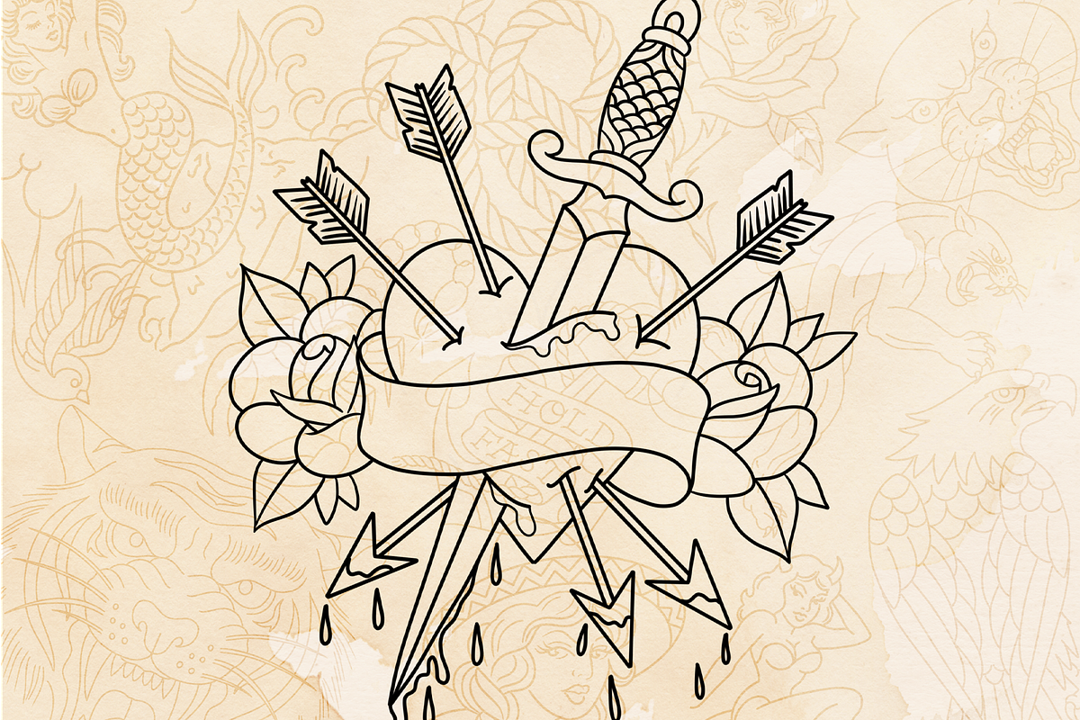 Traditional Tattoo Coloring Pages, an Illustration by Aloha Bhava (Photo 2 of 7)