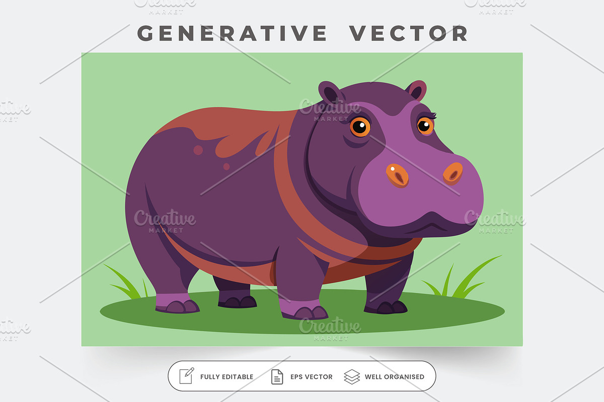 A colorful hippo stands proudly on l, a Graphic by Iftikhar Alam