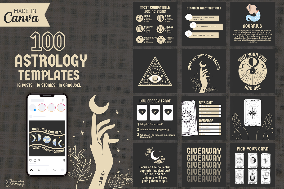 Astrology Instagram | Tarot Reader, a Social Media Template by EliteMatidi (Photo 1 of 7)