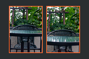 Outdoor Cafe Table and Wicker Chair, a Background Photo by AMMi (Thumbnail 1 of 3)