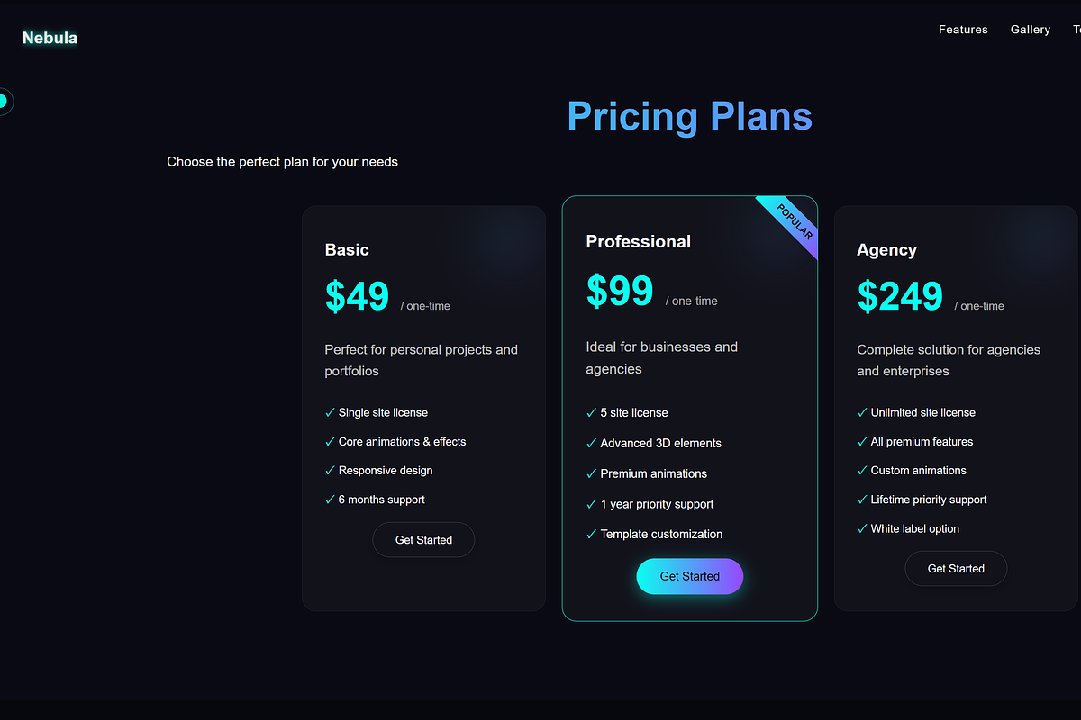 Modern Nebula – Responsive Theme, a HTML Template by Modern Themes Studios (Photo 4 of 7)