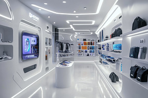 Modern retail space showcasing a ran, a Photo by Tanuart