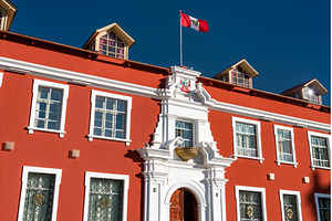 Buildings in the centre of Puno in, an Architecture Photo by Leonid Andronov