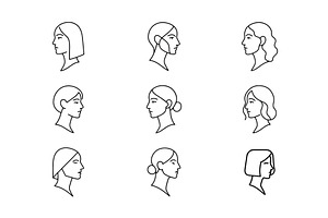 Line Art Women Icons, an Outline Icon by Vectorium Studio