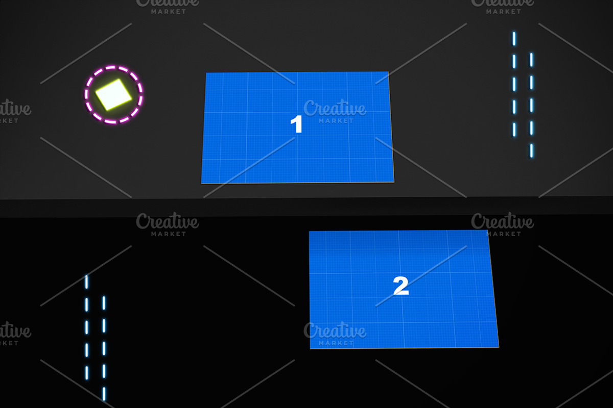 Neon Business Cards Mockup, an Advertising Mockup by Qaleb Studio