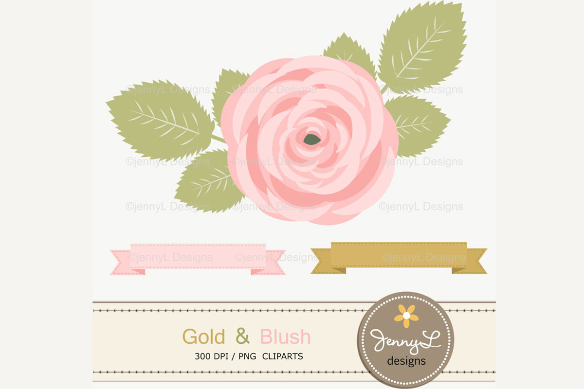 Gold and Blush Pink Digital Paper, a Pattern Graphic by JennyL Designs (Photo 2 of 4)